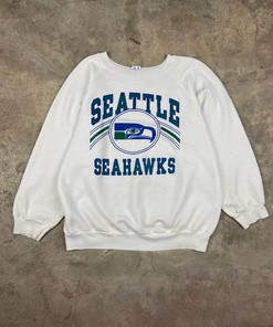 Vintage Style 80s Champion Seattle Seahawks Tshirt Pullover Hoodie Crewneck Sweatshirt Reprinted Full Color Full Size Gifts For NFL Fans