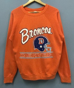 Vintage Style 80s Champion X NFL Broncos Tshirt Pullover Hoodie Crewneck Sweatshirt Reprinted Full Color Full Size Gifts For NFL Fans