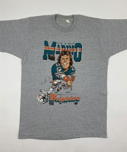 Vintage Style 80s Dan Marino Miami Dolphins Caricature Tshirt Pullover Hoodie Crewneck Sweatshirt Reprinted Full Color Full Size Gifts For NFL Fans