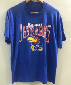 Vintage Style 80’s Kansas Jayhawks Basketball Tshirt Pullover Hoodie Crewneck Sweatshirt Reprinted Full Color Full Size Gifts for NBA Fans