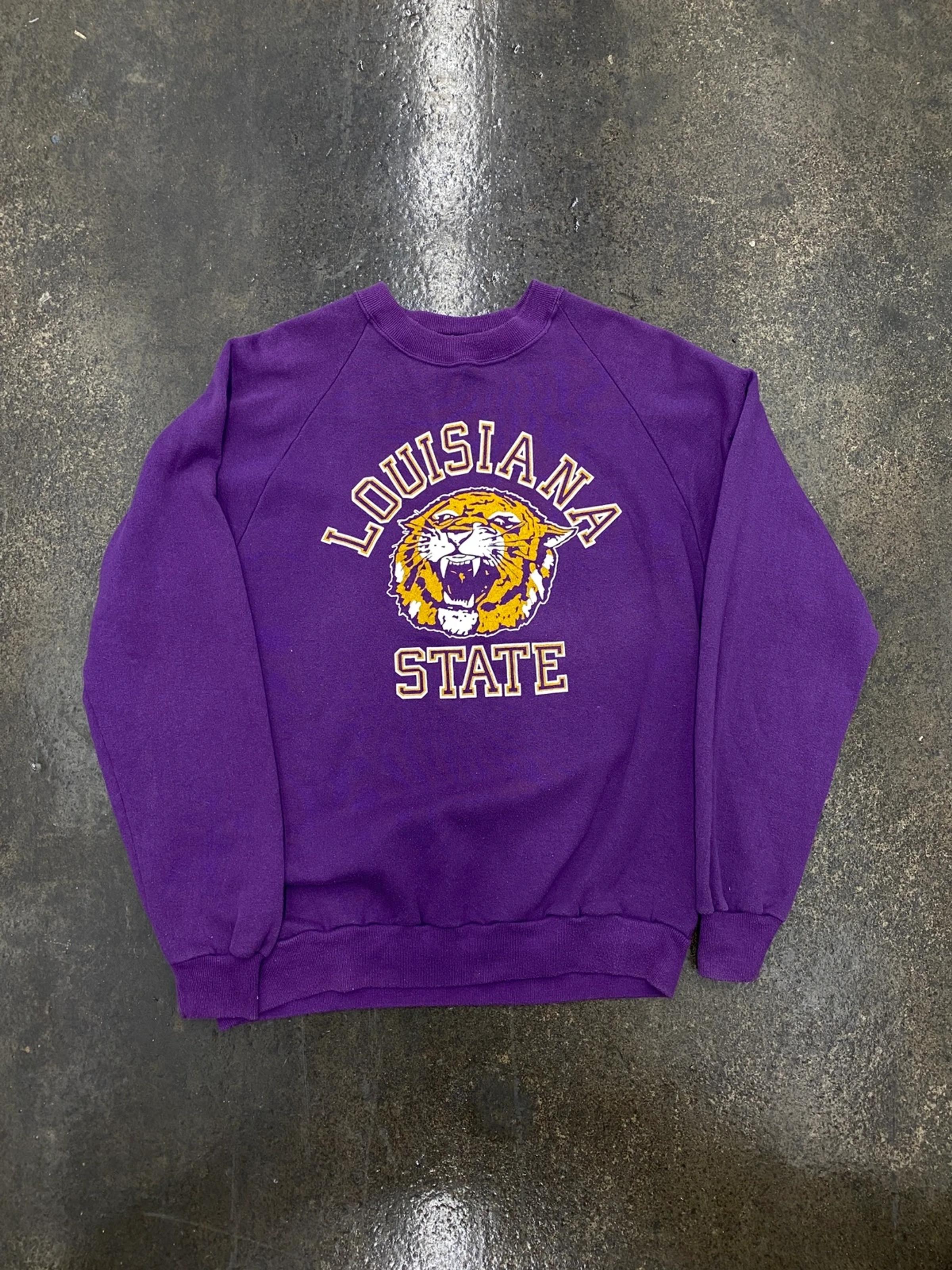 Vintage Style 80s Lsu Tigers Purple Essential Crewneck Sweatshirt T-Shirt Full Size Gifts For Fans