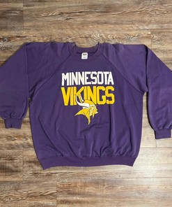 Vintage Style 80’s Minnesota Vikings Trench Tshirt Pullover Hoodie Crewneck Sweatshirt Reprinted Full Color Full Size Gifts For NFL Fans