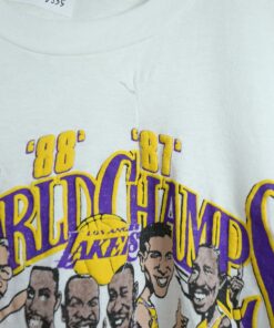 Vintage Style 80s NBA World Champ L.A. Laker Tshirt Sweatshirt Hoodie Crewneck Sweatshirt Pullover Reprinted Full Color Full Size Gifts for NBA Fans