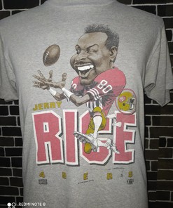Vintage Style 90'S Jerry Rice NFL Tshirt Pullover Hoodie Crewneck Sweatshirt Reprinted Full Color Full Size Gifts For NFL Fans