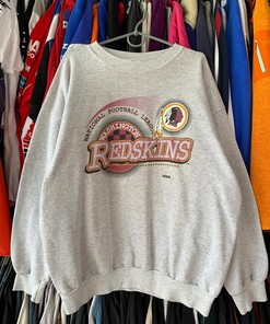 Vintage Style 90'S Redskins Washington NFL Tshirt Pullover Hoodie Crewneck Sweatshirt Reprinted Full Color Full Size Gifts For NFL Fans