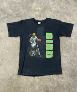 Vintage Style 90s Boston Celtics Larry Bird Tshirt Hoodie Crewneck Sweatshirt Reprinted Full Color Full Size Gifts for NBA Fans