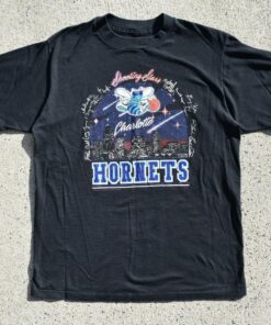 Vintage Style 90s Charlotte Hornets Promo Tshirt Sweatshirt Hoodie Crewneck Sweatshirt Pullover Reprinted Full Color Full Size Gifts for NBA Fans