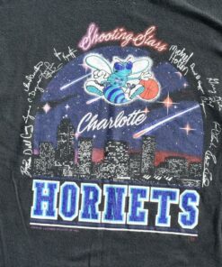 Vintage Style 90s Charlotte Hornets Promo Tshirt Sweatshirt Hoodie Crewneck Sweatshirt Pullover Reprinted Full Color Full Size Gifts for NBA Fans