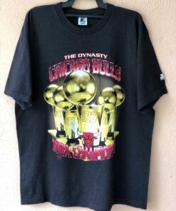 Vintage Style 90s Chicago Bulls The Dynasty NBA Tshirt Hoodie Crewneck Sweatshirt Reprinted Full Color Full Size Gifts for NBA Fans