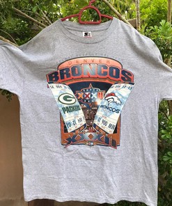 Vintage Style 90s Green Bay Packers Denver Broncos Tshirt Pullover Hoodie Crewneck Sweatshirt Reprinted Full Color Full Size Gifts For NFL Fans