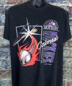 Vintage Style 90s Hanes Mlb Colorado Rockies Baseball Tshirt Hoodie Crewneck Sweatshirt Reprinted Full Color Full Size Gifts for NBA Fans
