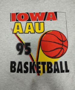 Vintage Style 90s Iowa Aau 95 Basketball Tshirt Sweatshirt Hoodie Crewneck Sweatshirt Pullover Reprinted Full Color Full Size Gifts for NBA Fans