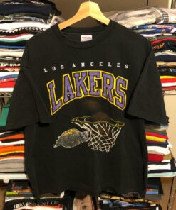 Vintage Style 90’s LA Lakers Tshirt Pullover Hoodie Crewneck Sweatshirt Reprinted Full Color Full Size Gifts for NBA Fans