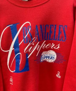 Vintage Style 90s Los Angeles Clippers Tshirt Pullover Hoodie Crewneck Sweatshirt Reprinted Full Color Full Size Gifts for NBA Fans