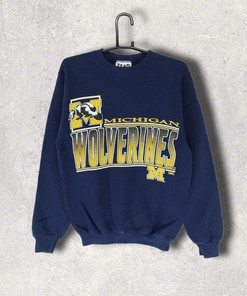 Vintage Style 90s Michigan Wolverines University Sweatshirt Hoodie T-Shirt Full Size