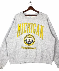 Vintage Style 90s Michigan Wolverines University T-Shirt Sweatshirt Pullover Hoodie Reprinted Full Color Full Size Gift For NCAA Fans