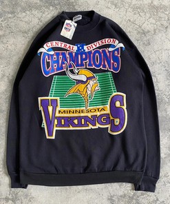 Vintage Style 90’s Minnesota Vikings NFL Tshirt Pullover Hoodie Crewneck Sweatshirt Reprinted Full Color Full Size Gifts For NFL Fans