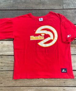 Vintage Style 90s NBA Atlanta Hawks Starter Boxy Fit Tshirt Hoodie Crewneck Sweatshirt Reprinted Full Color Full Size Gifts for NBA Fans