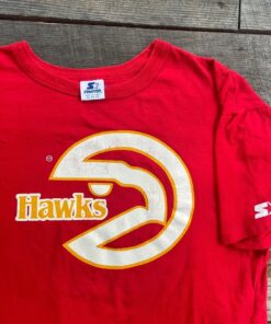Vintage Style 90s NBA Atlanta Hawks Starter Boxy Fit Tshirt Hoodie Crewneck Sweatshirt Reprinted Full Color Full Size Gifts for NBA Fans