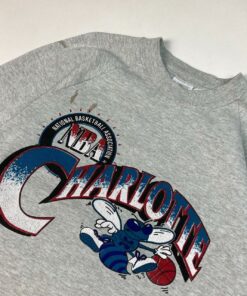 Vintage Style 90s NBA Charlotte Hornets Tshirt Hoodie Crewneck Sweatshirt Reprinted Full Color Full Size Gifts for NBA Fans