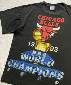 Vintage Style 90s NBA Chicago Bulls 1993 World Champions Tshirt Hoodie Crewneck Sweatshirt Reprinted Full Color Full Size Gifts for NBA Fans