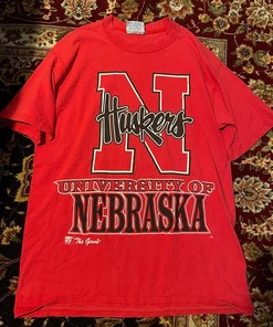 Vintage Style 90s Nebraska Huskers T-Shirt Sweatshirt Pullover Hoodie Reprinted Full Color Full Size Gift For NCAA Fans