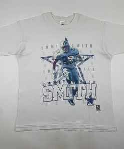 Vintage Style 90s Official Fan Emmitt Smith Dallas Cowboys Tshirt Pullover Hoodie Crewneck Sweatshirt Reprinted Full Color Full Size Gifts For NFL Fans