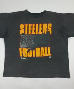 Vintage Style 90s Pittsburgh Steelers Tshirt Pullover Hoodie Crewneck Sweatshirt Reprinted Full Color Full Size Gifts For NFL Fans