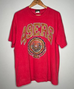 Vintage Style 90’s San Francisco 49Ers Tshirt Pullover Hoodie Crewneck Sweatshirt Reprinted Full Color Full Size Gifts For NFL Fans