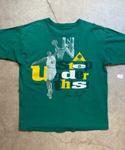 Vintage Style 90s Shawn Kemp Reebok Shirt Seattle Sonics Tshirt Hoodie Crewneck Sweatshirt Reprinted Full Color Full Size Gifts for NBA Fans