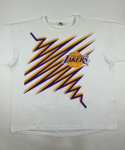 Vintage Style 90s Starter Los Angeles Lakers Shockwave Tshirt Hoodie Crewneck Sweatshirt Reprinted Full Color Full Size Gifts for NBA Fans