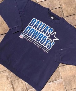 Vintage Style 90s Starter NFL Dallas Cowboys Football Tshirt Pullover Hoodie Crewneck Sweatshirt Reprinted Full Color Full Size Gifts For NFL Fans