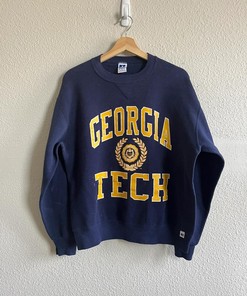 Vintage Style 90’s University Georgia Tech Tshirt Pullover Hoodie Crewneck Sweatshirt Reprinted Full Color Full Size Gifts For NFL Fans