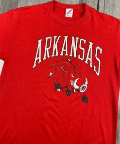 Vintage Style 90s University Of Arkansas Razorbacks T-Shirt Sweatshirt Pullover Hoodie Reprinted Full Color Full Size Gift For NCAA Fans