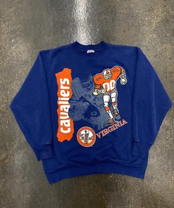 Vintage Style 90s University Of Virginia Cavaliers T-Shirt Sweatshirt Pullover Hoodie Reprinted Full Color Full Size Gift For NCAA Fans