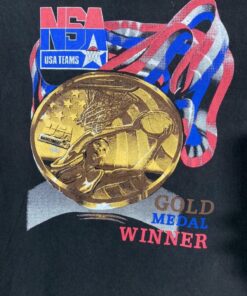Vintage Style 90s Usa Team NBA Gold Medals Tshirt Pullover Hoodie Crewneck Sweatshirt Reprinted Full Color Full Size Gifts for NBA Fans