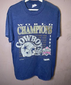 Vintage Style 90s World Champion Cowboy Tshirt Pullover Hoodie Crewneck Sweatshirt Reprinted Full Color Full Size Gifts For NFL Fans