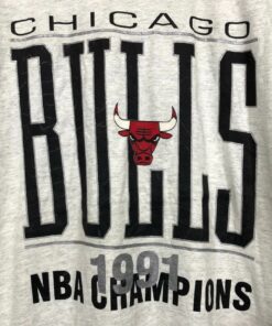 Vintage Style 91'S Chicago Bulls NBA Champions Tshirt Hoodie Crewneck Sweatshirt Reprinted Full Color Full Size Gifts for NBA Fans