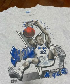 Vintage Style ‘92 Shaq Caricature Tshirt Hoodie Crewneck Sweatshirt Reprinted Full Color Full Size Gifts for NBA Fans