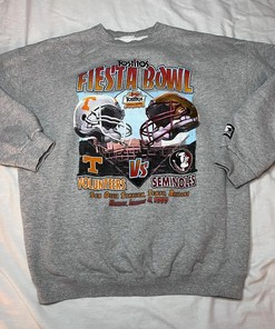 Vintage Style ‘99 Tostitos Fiesta Bowl Tennessee Florida State T-Shirt Sweatshirt Pullover Hoodie Reprinted Full Color Full Size Gift For NCAA Fans