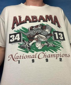 Vintage Style Alabama National Champions 34 13 Hoodie T-Shirt Sweatshirt Full Size Gifts For Fans
