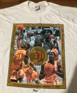 Vintage Style Atlanta Hawks Dominique Wilkins Tshirt Sweatshirt Hoodie Crewneck Sweatshirt Pullover Reprinted Full Color Full Size Gifts for NBA Fans