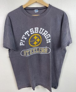 Vintage Style Champion 80s NFL Pittsburgh Tshirt Pullover Hoodie Crewneck Sweatshirt Reprinted Full Color Full Size Gifts For NFL Fans