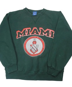 Vintage Style Champion University Miami Graphic T-Shirt Sweatshirt Pullover Hoodie Reprinted Full Color Full Size Gift For NCAA Fans