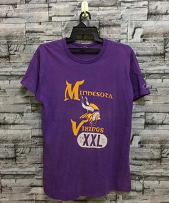 Vintage Style Champion X Minnesota Vikings NFL Tshirt Pullover Hoodie Crewneck Sweatshirt Reprinted Full Color Full Size Gifts For NFL Fans