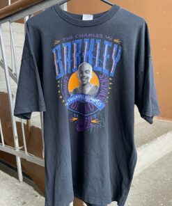 Vintage Style Charles Barkley NBA Tshirt Hoodie Crewneck Sweatshirt Reprinted Full Color Full Size Gifts for NBA Fans