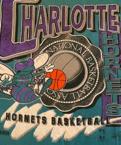 Vintage Style Charlotte Hornets Tshirt Pullover Hoodie Crewneck Sweatshirt Reprinted Full Color Full Size Gifts for NBA Fans