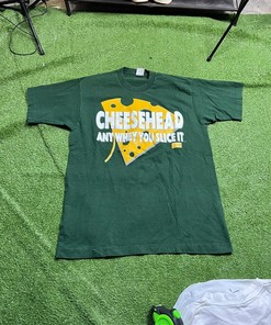 Vintage Style Cheesehead Any Whey You Slice It Green Packers Tshirt Pullover Hoodie Crewneck Sweatshirt Reprinted Full Color Full Size Gifts For NFL Fans