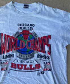 Vintage Style Chicago Bulls 1991-1992 Champs Tshirt Hoodie Crewneck Sweatshirt Reprinted Full Color Full Size Gifts for NBA Fans