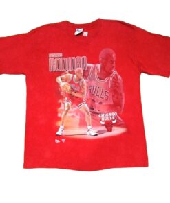 Vintage Style Dennis Rodman Chicago Bulls Tshirt Hoodie Crewneck Sweatshirt Reprinted Full Color Full Size Gifts for NBA Fans